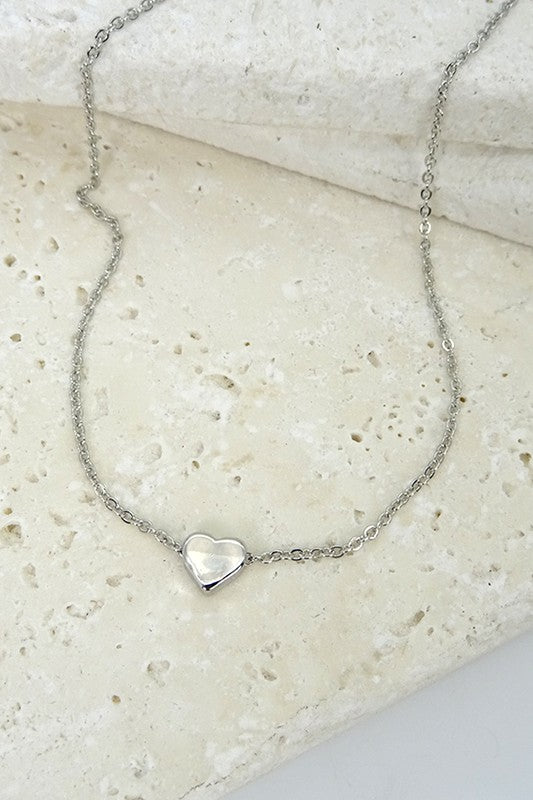 classic dainty silver mini heart necklace