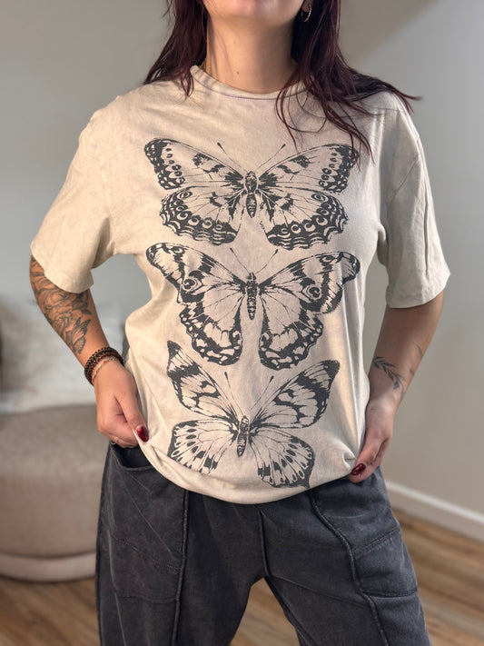 Butterflies Boyfriend Tee, Mineral Washed