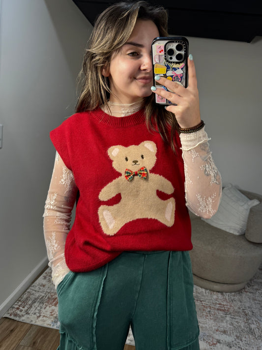 Charlotte Teddy Bow Sweater Vest