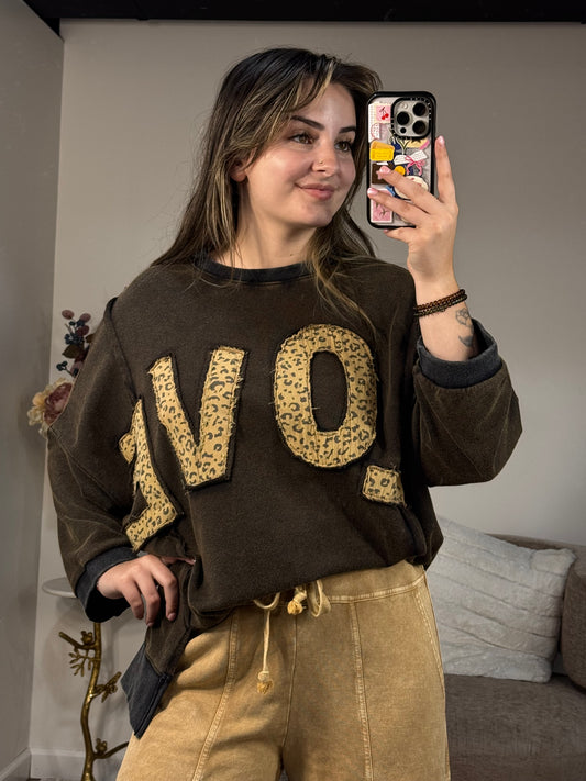 leopard cheetah sweatshirt patchwork