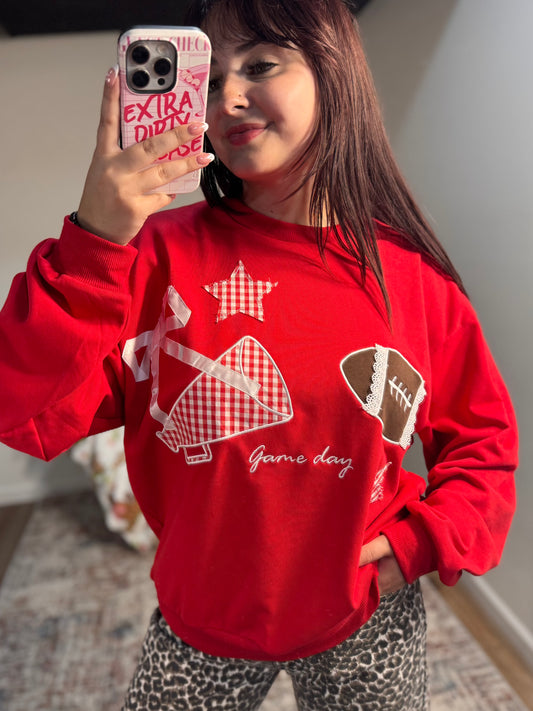 Football Patchwork Crewneck Sweatshirt