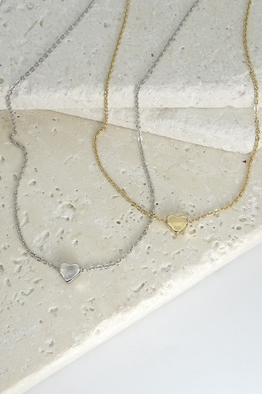 classic dainty gold silver mini heart necklace