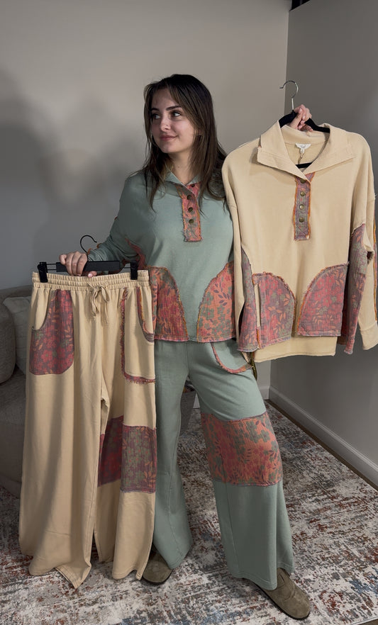 mineral washed patchwork set easel