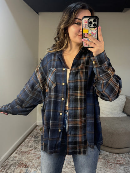 navy patchwork plaid flannel women's 