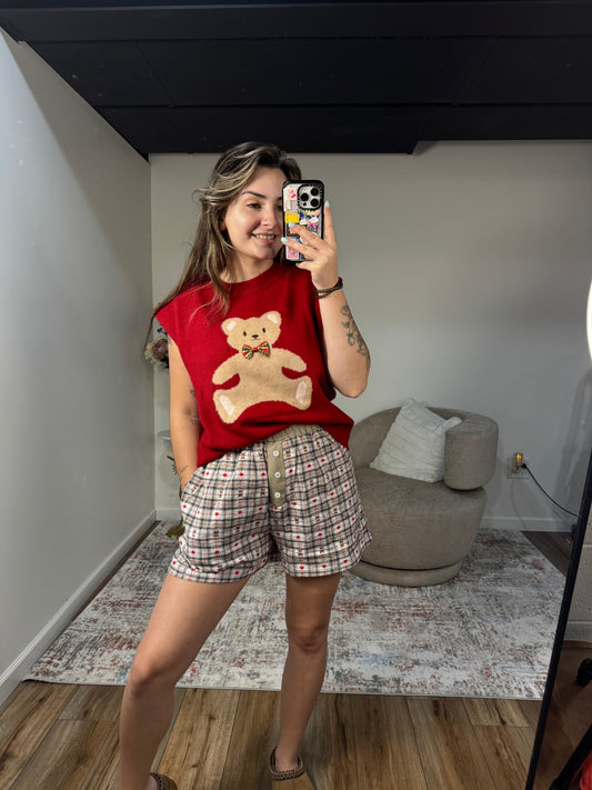 Charlotte Teddy Bear Plaid Boxer Shorts