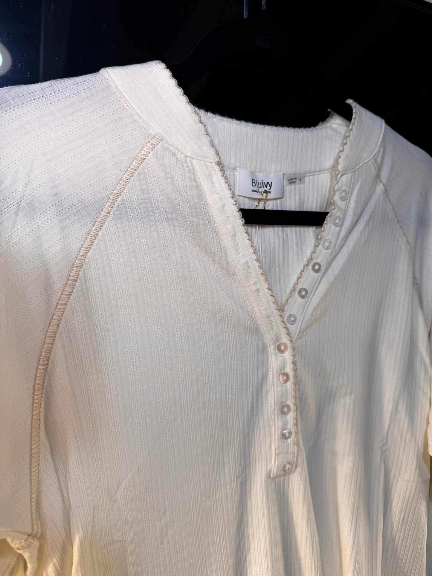 Viv Button Front Jersey Knit Henley Top