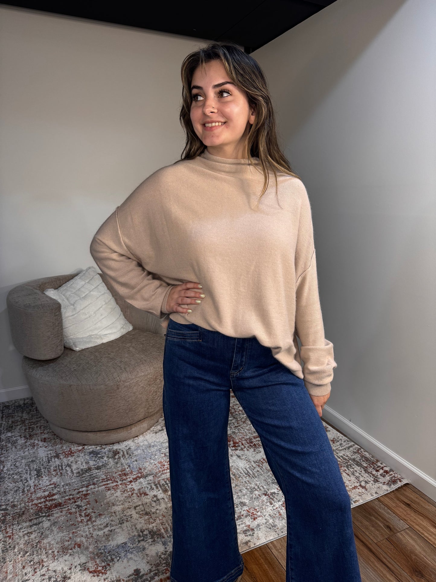 Meredith Oversized Slouch Neck Knit Sweater (multiple colors)