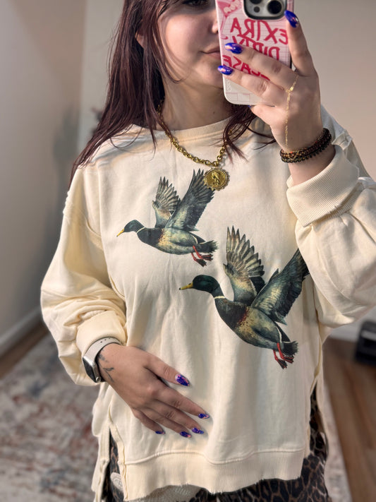 Washed Mallard Duck Graphic Pullover