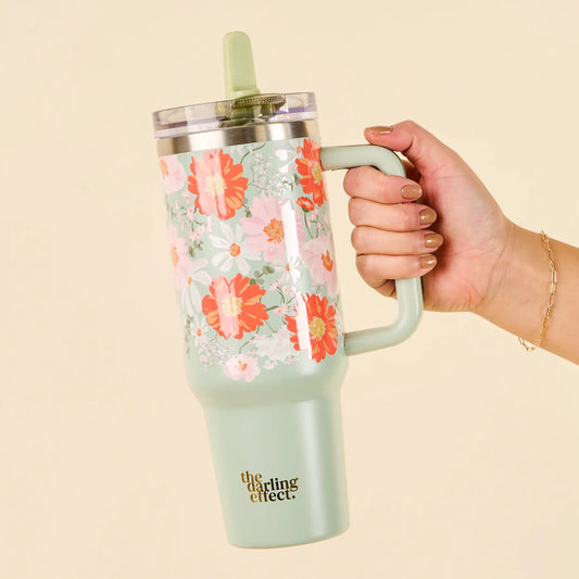 40 oz Lifestyle Flip Straw Tumbler - Bouquet Beauty Sage