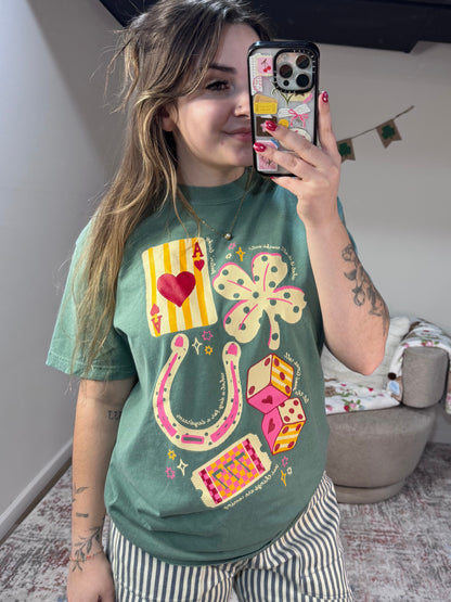 green good luck lucky girl tshirt 777 st Patricks 