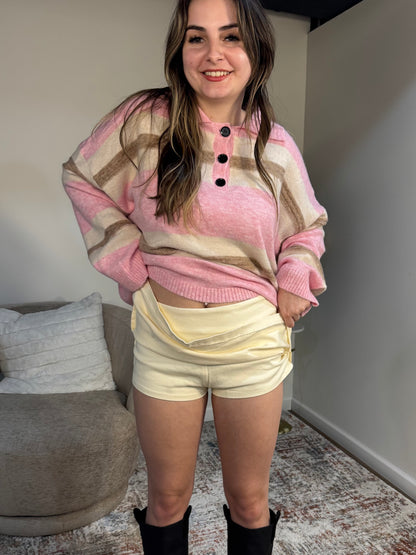 Gemma Stretch Twill Mini Skort in Cream