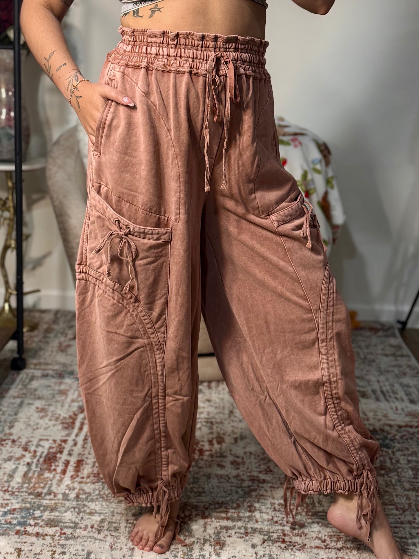 Paxton Washed French Terry Drawstring Jogger Pants