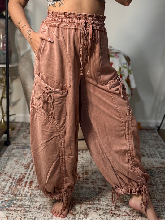 Paxton Washed French Terry Drawstring Jogger Pants