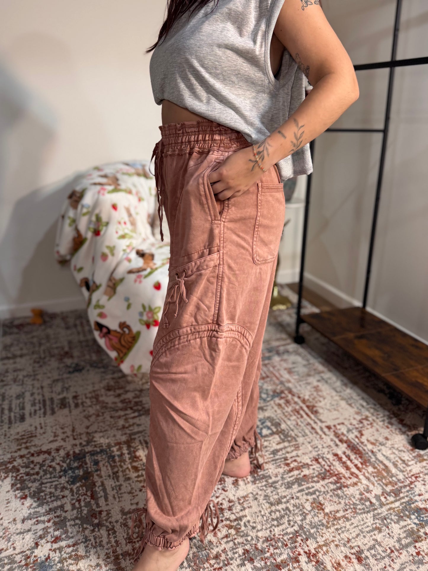 Paxton Washed French Terry Drawstring Jogger Pants