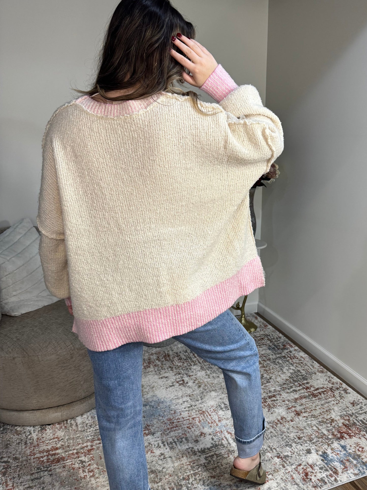 Vicki Sequin Teddy Bear Nutcrackers Two Tone Sweater