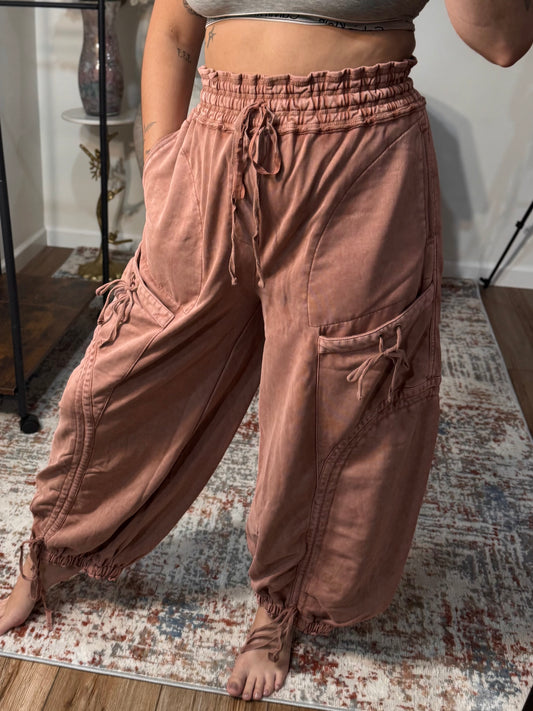Paxton Washed French Terry Drawstring Jogger Pants