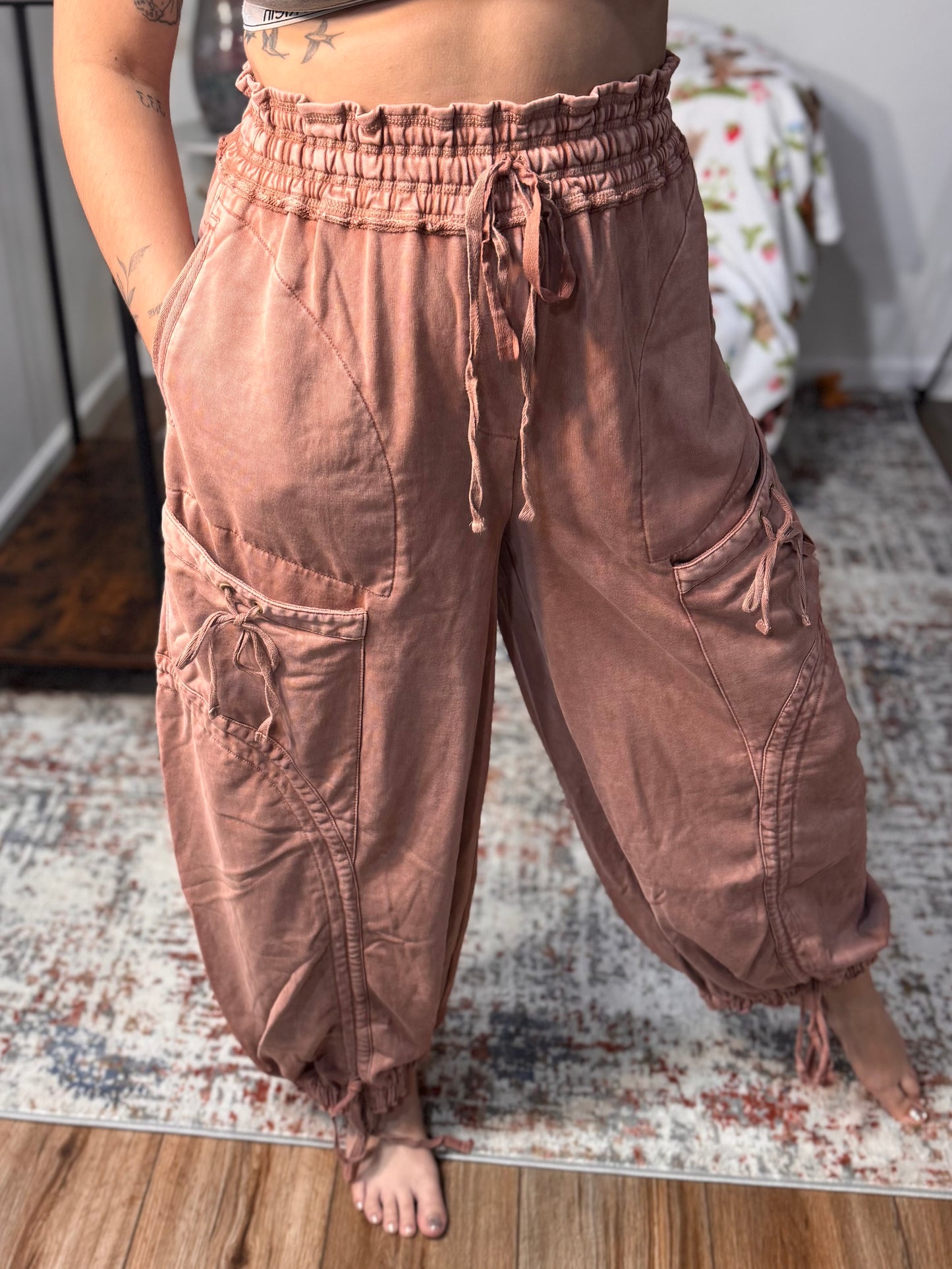Paxton Washed French Terry Drawstring Jogger Pants