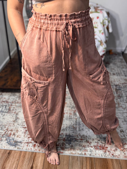 Paxton Washed French Terry Drawstring Jogger Pants