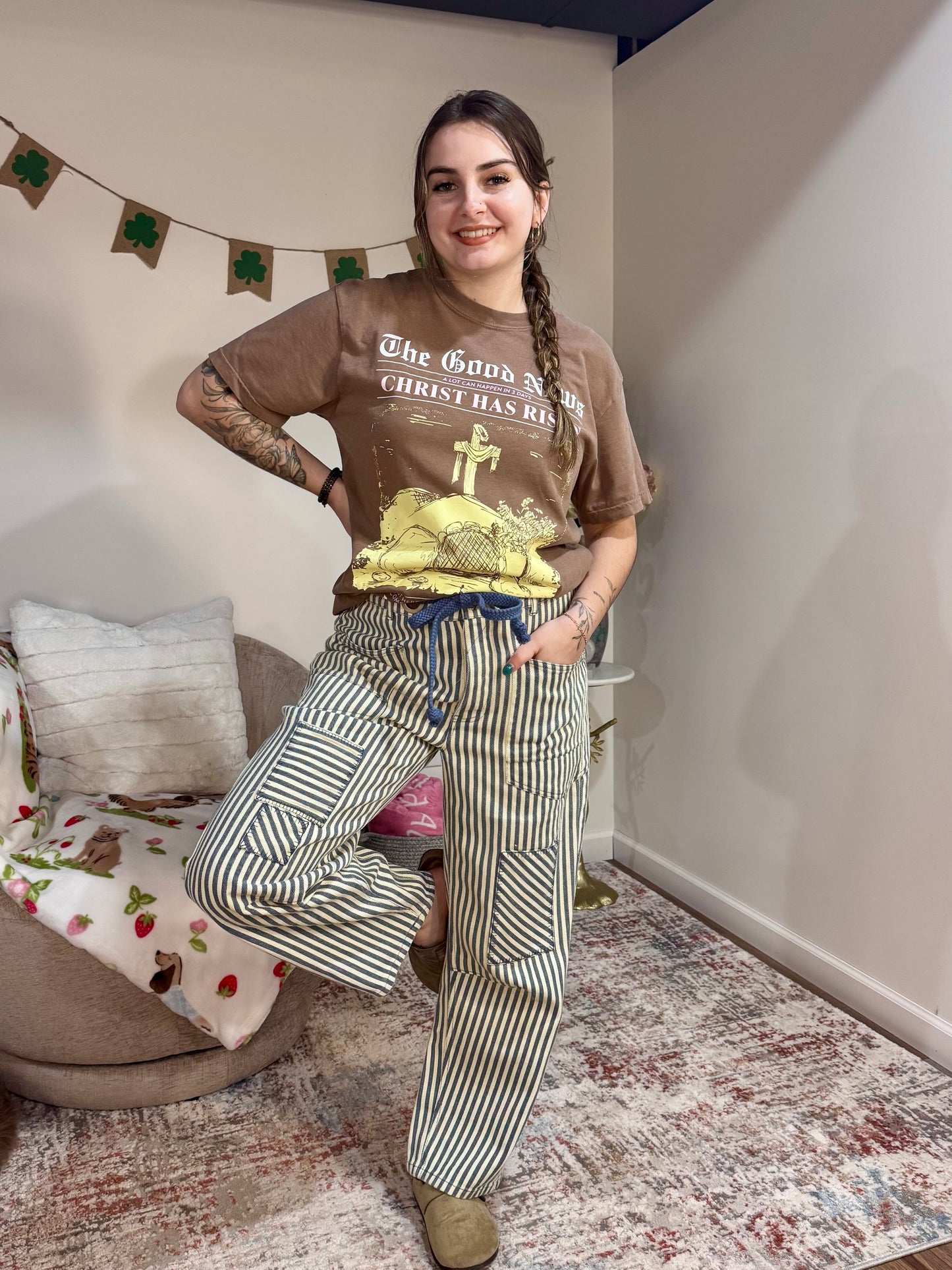 brown comfort colors faith based christ has risen graphic tshirt 