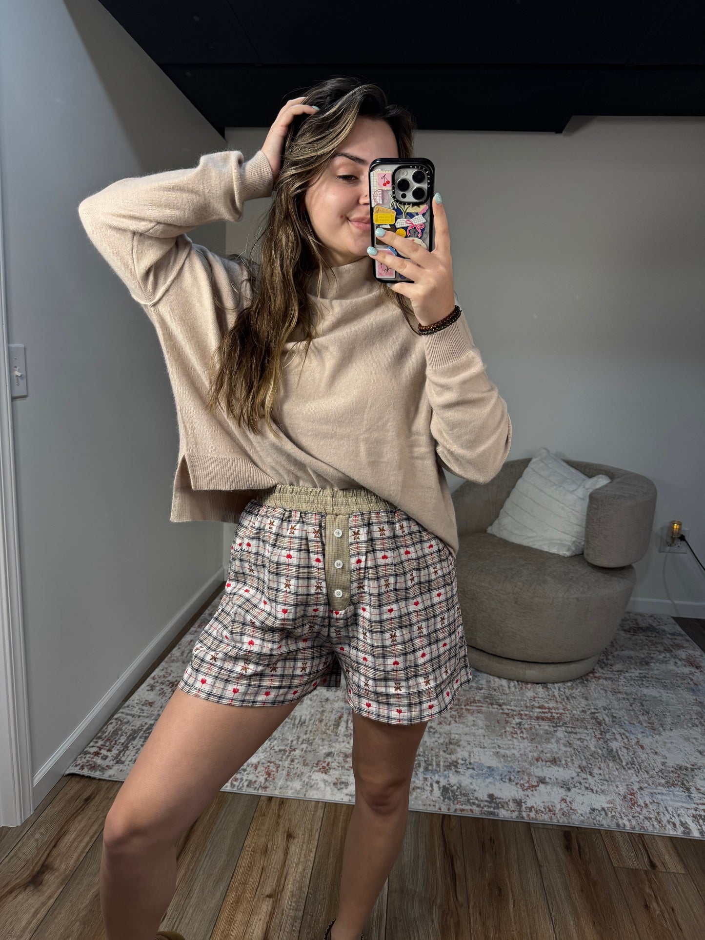 Charlotte Teddy Bear Plaid Boxer Shorts