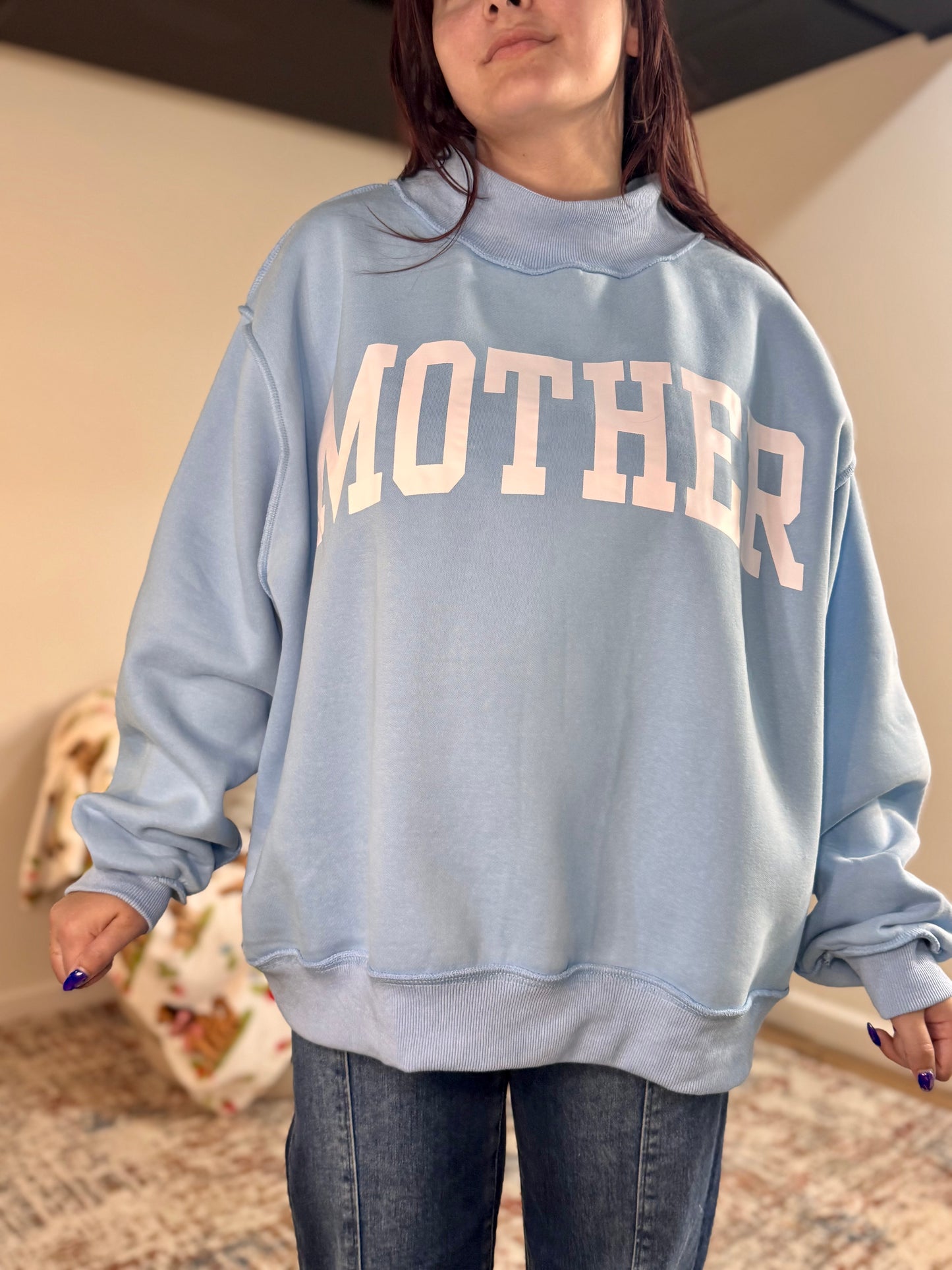 'MOTHER & COOL MOM' Reversible Mockneck Sweatshirt