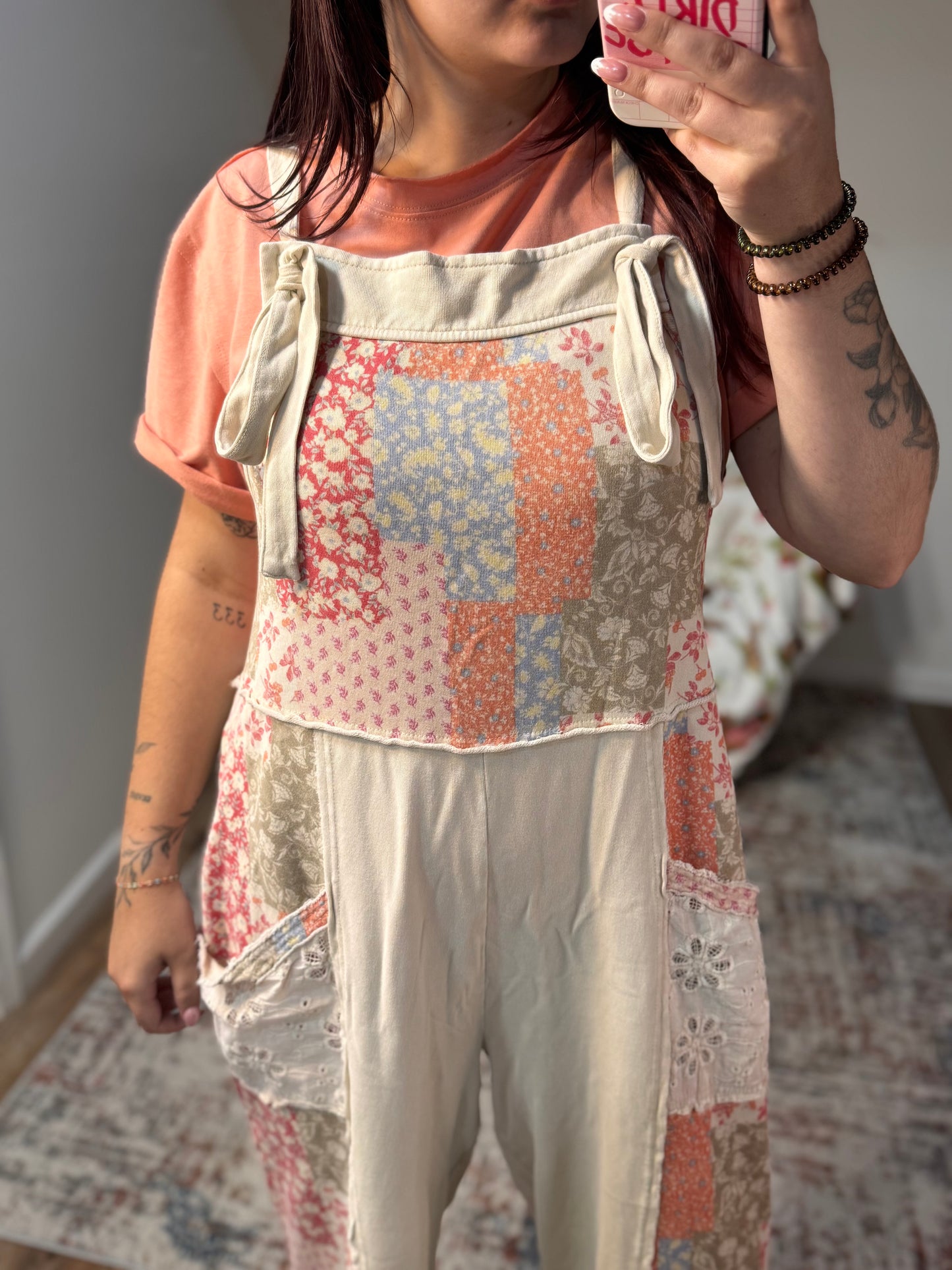 Magnolia Patchwork Print Washed Terry Jumpsuit