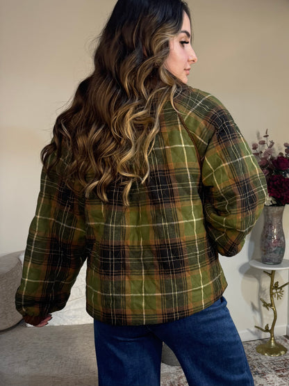 Blaise Plaid Quilted Jacket with Contrast Corduroy Detail