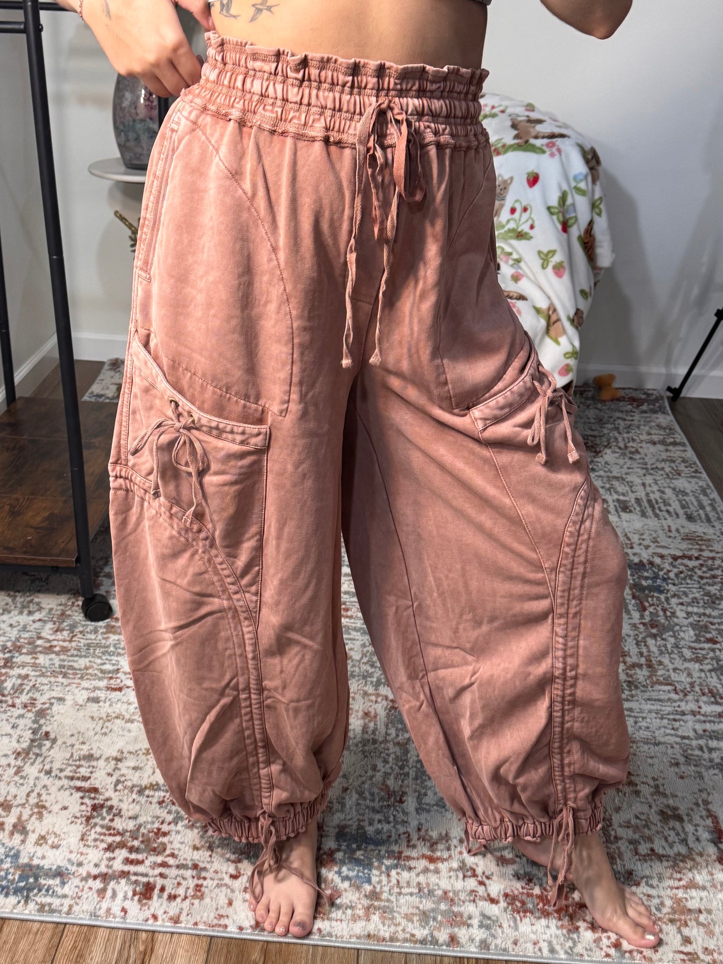 Paxton Washed French Terry Drawstring Jogger Pants