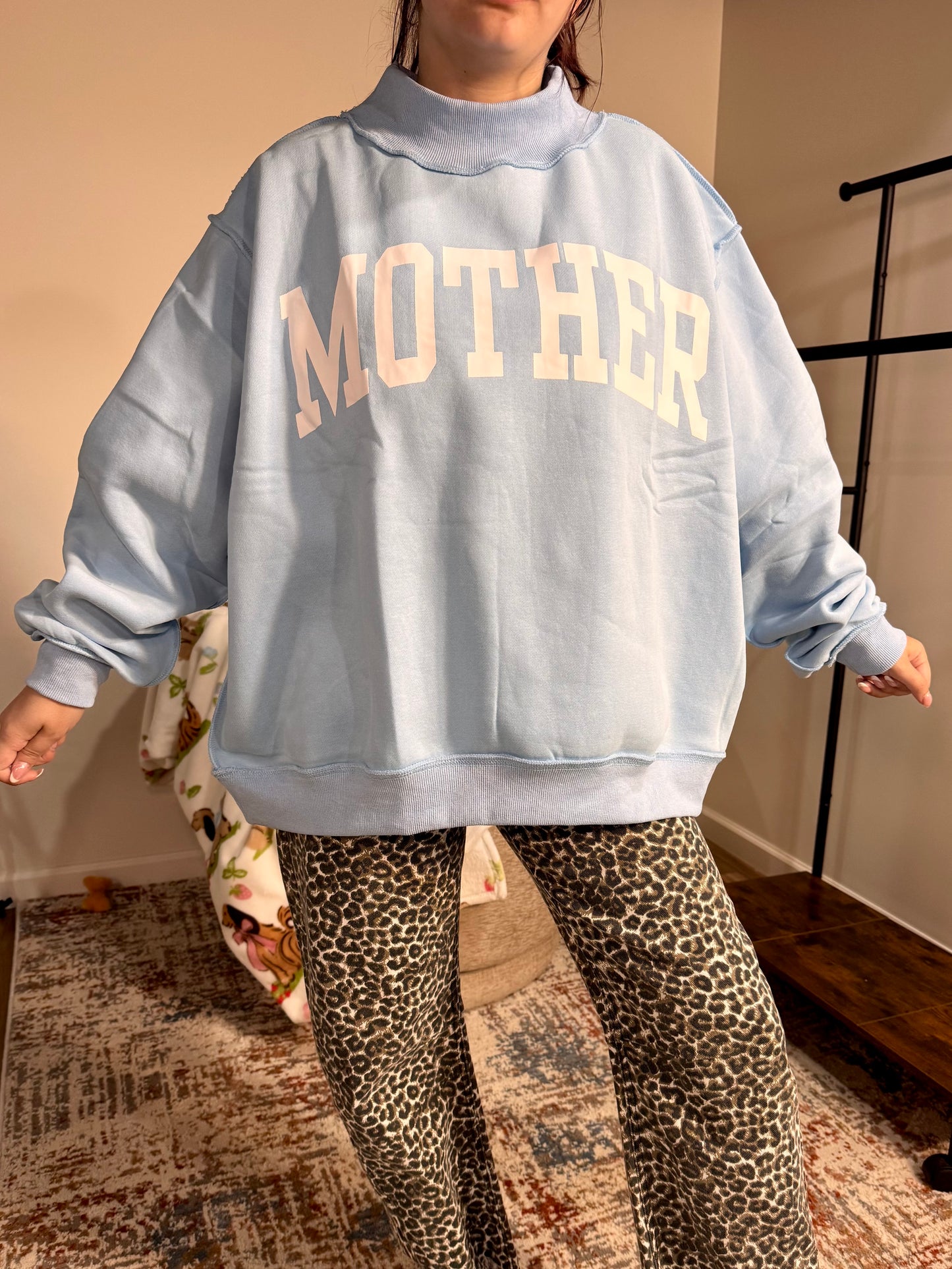 'MOTHER & COOL MOM' Reversible Mockneck Sweatshirt