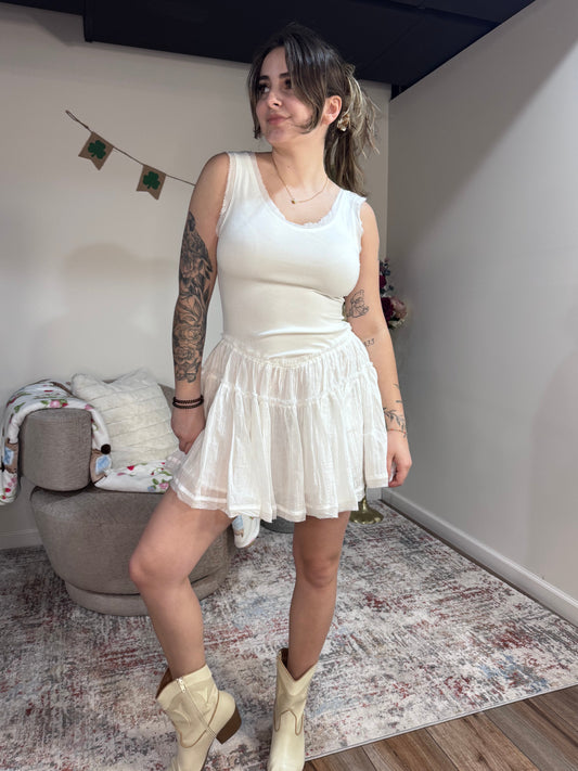 white casual graduation bridal mini dress drop waist concert outfit