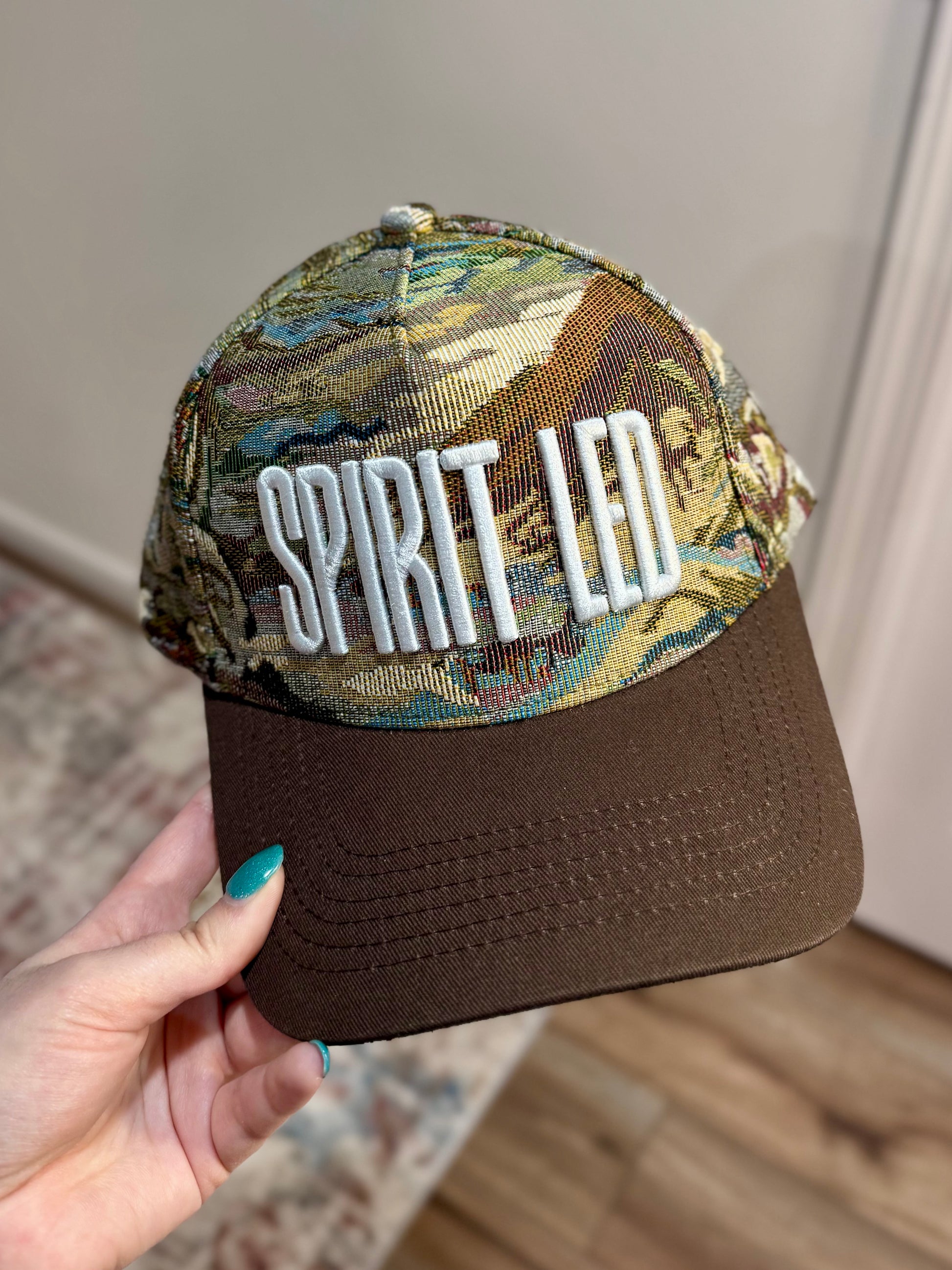 'Spirit Led' embroidered jacquard faith-based trucker hat