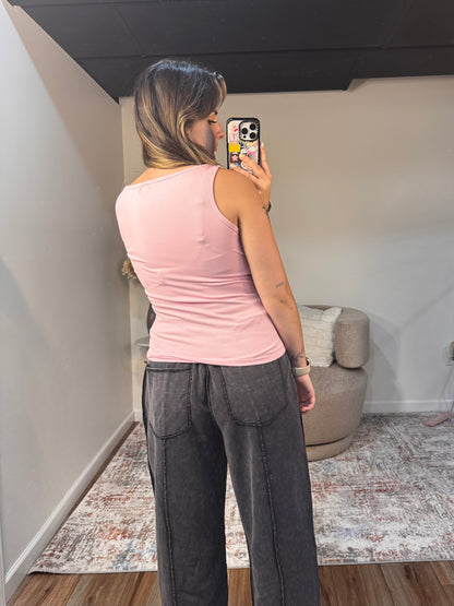 Kendall Square Neck Ribbed Tank Top (multiple colors)