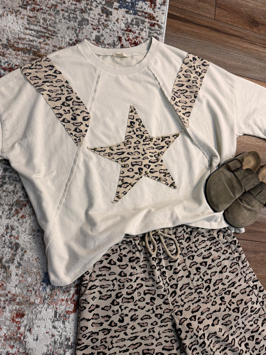 cheetah print terry knit set