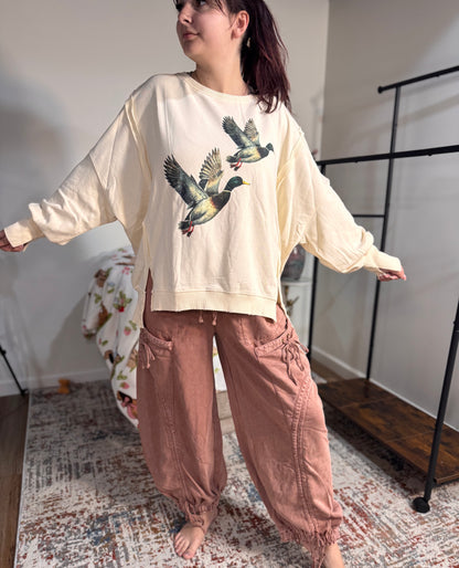 Washed Mallard Duck Graphic Pullover