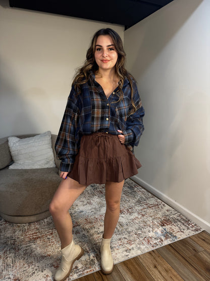 navy patchwork plaid flannel women's 