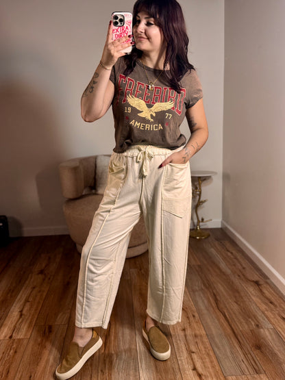 Free Bird Graphic Cropped Tee, Espresso