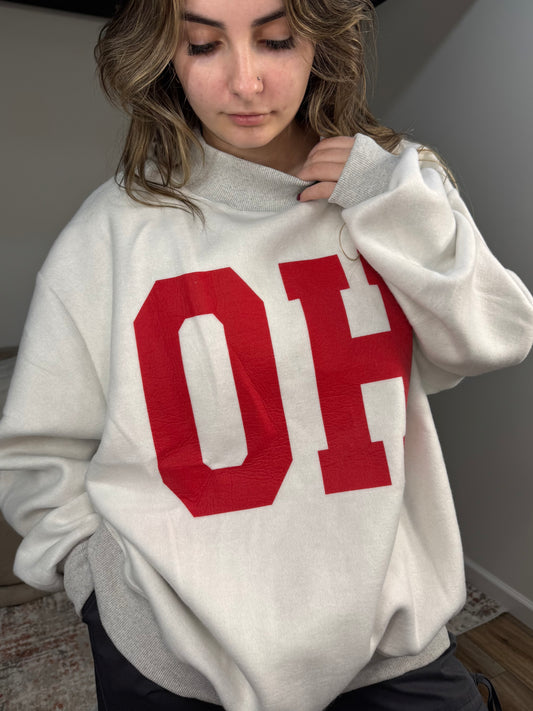 'OH-IO' & OH Reversible Mock Neck Sweatshirt