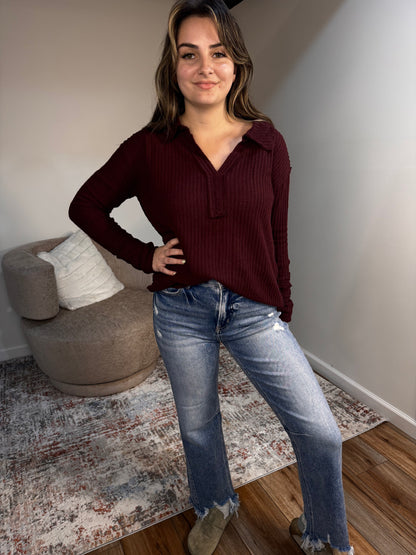 Archer Brushed Waffle Henley Top