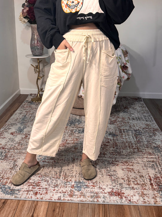 Micah Mineral Washed Terry Knit Barrel Pants (multiple colors)