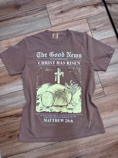 brown comfort colors faith based christ has risen graphic tshirt 