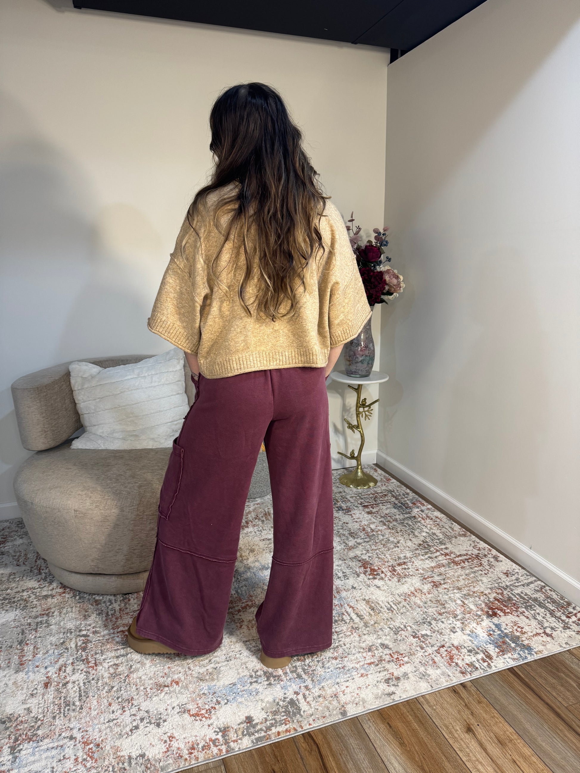  Mock Neck Short Sleeve Cropped Sweater Top mocha mousse