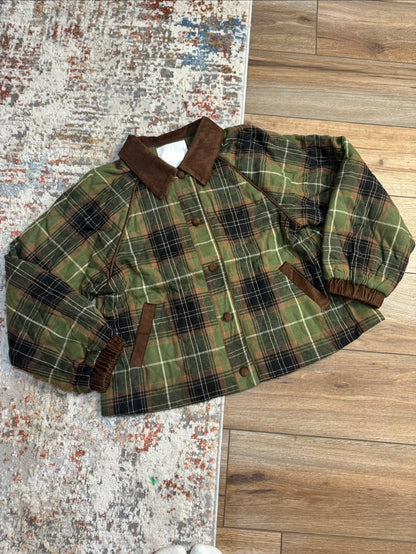 Blaise Plaid Quilted Jacket with Contrast Corduroy Detail
