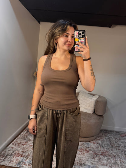 Java Keyhole Ribbed Racerback Tank