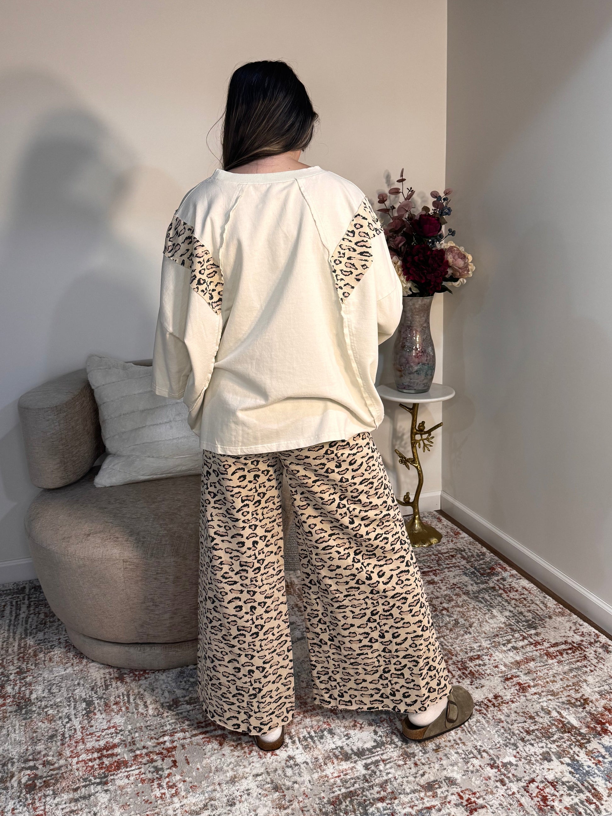 cheetah print terry knit set