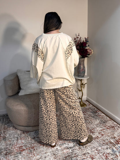 cheetah print terry knit set