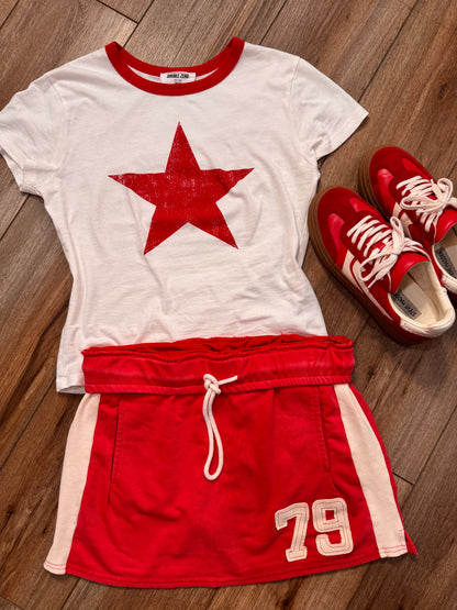 Star Graphic  Cotton Baby Tee | Vintage Inspired Red Star T-Shirt