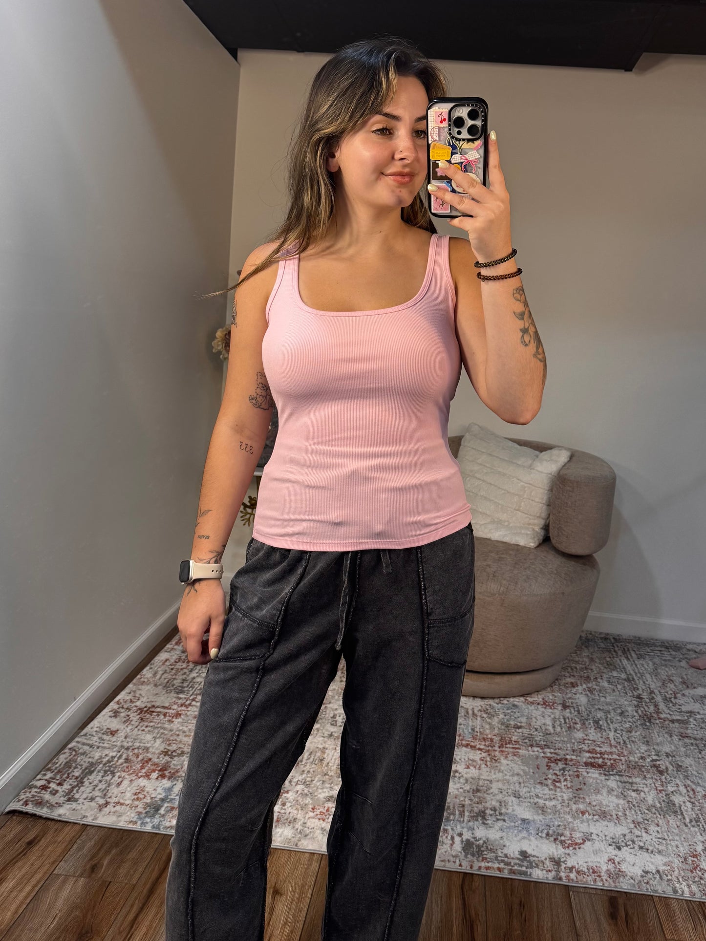 Kendall Square Neck Ribbed Tank Top (multiple colors)