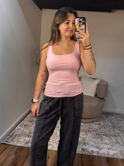 Kendall Square Neck Ribbed Tank Top (multiple colors)