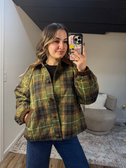 Blaise Plaid Quilted Jacket with Contrast Corduroy Detail