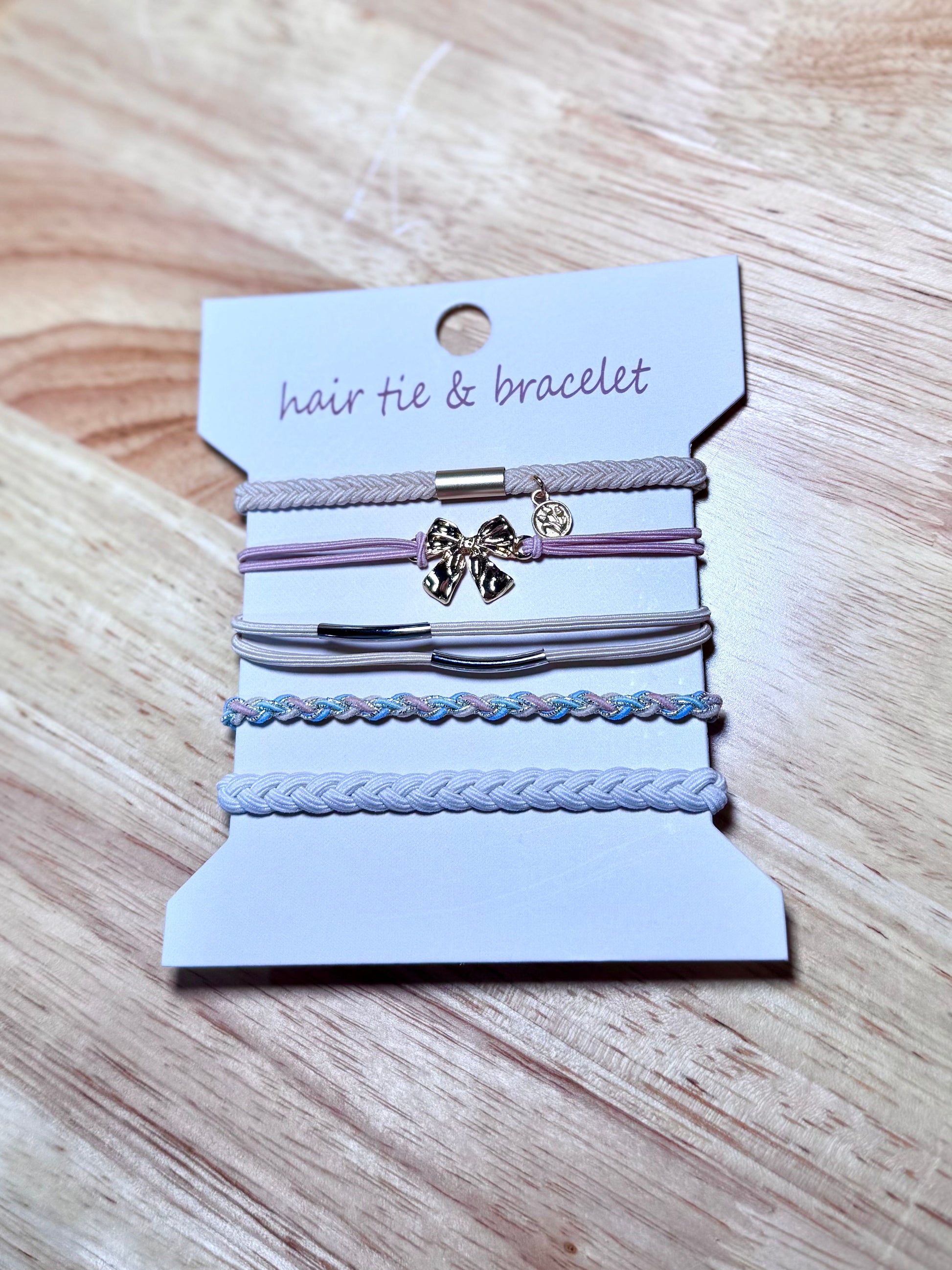 Dual-purpose design: bracelet + hair tie, bow bracelet
